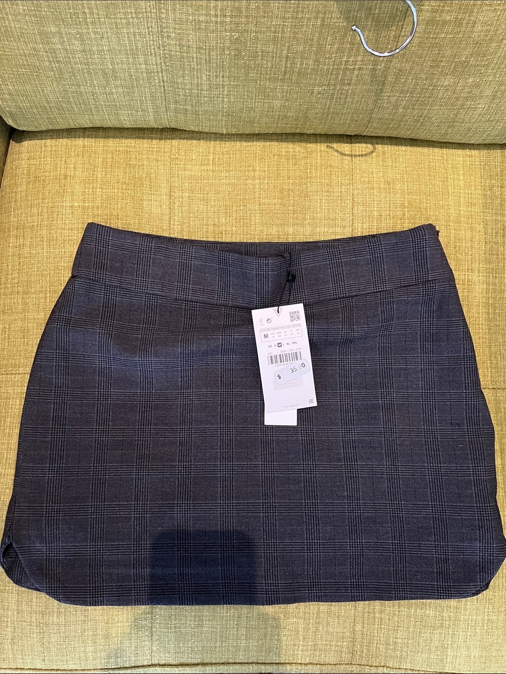 Zara Classic Plaid Checkered Mini Skirt in Charcoal Gray